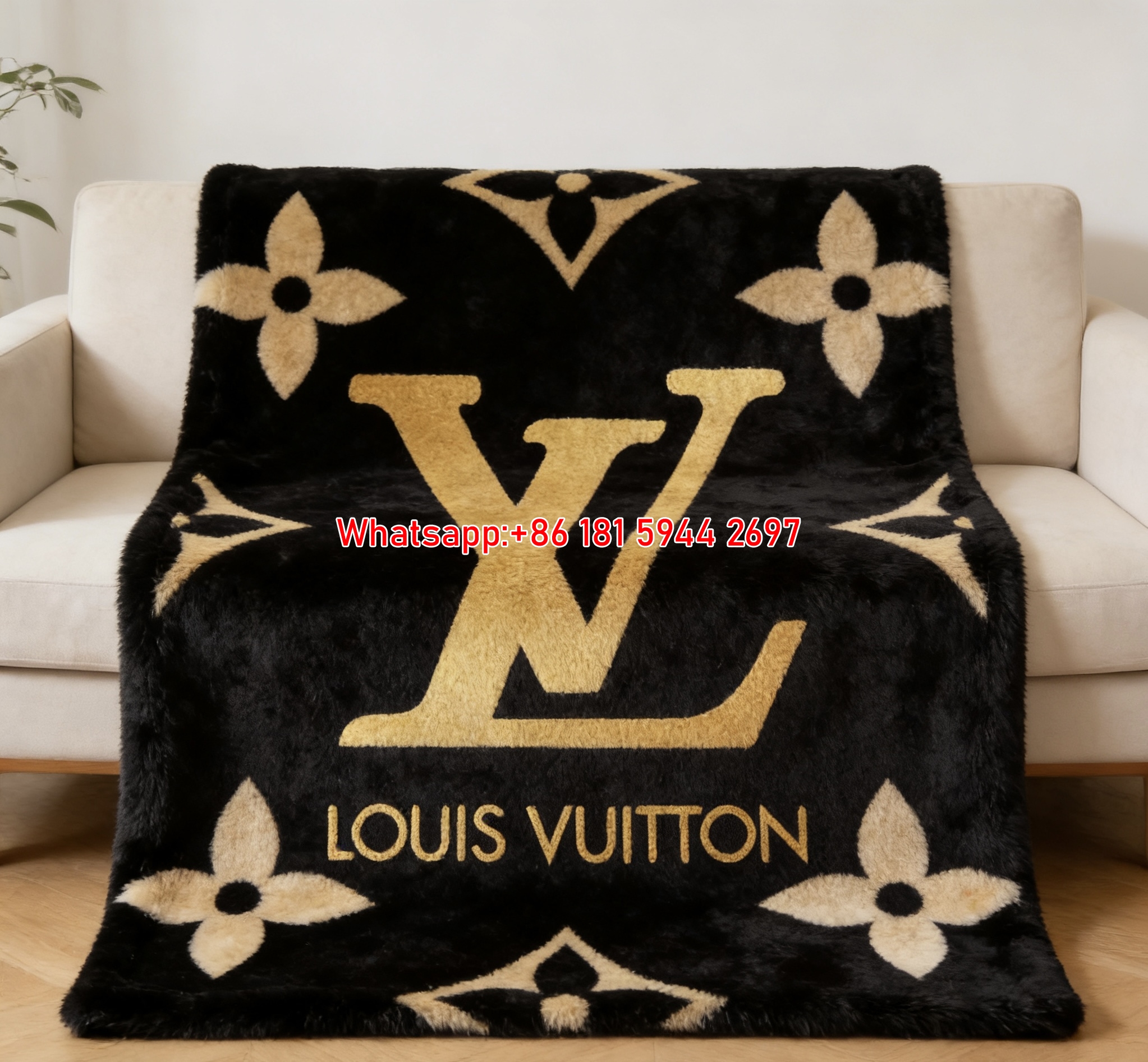 Luxury LV Monogram Throw Blanket IMG_2980